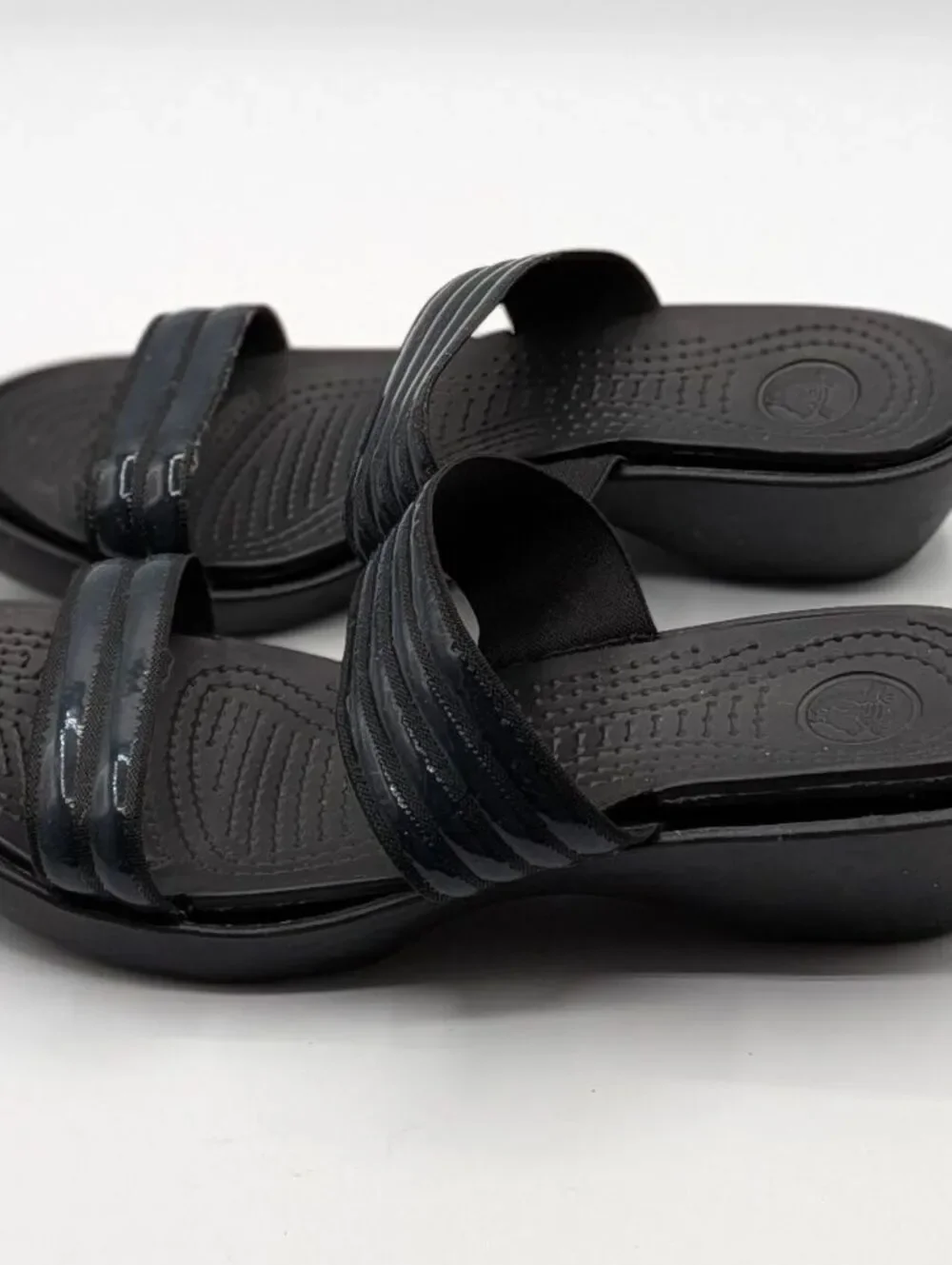 Crocs Mixed Sizes (6 - Right, 7 - Left) Black Comfort Slides Wedge Sandals